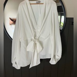 ASOS Curve White Bow Blouse Size 18